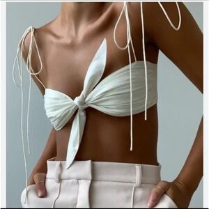 BNWT Orseund Iris "The Cha Cha" bandeau bralette top Ecru Ivory M-L RRP $185